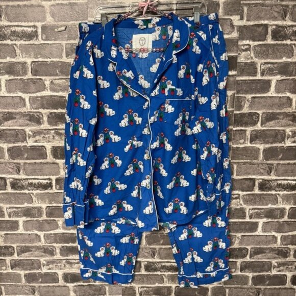 Printfresh matching spaniels pants sleep set blue white pajama set - Picture 1 of 15